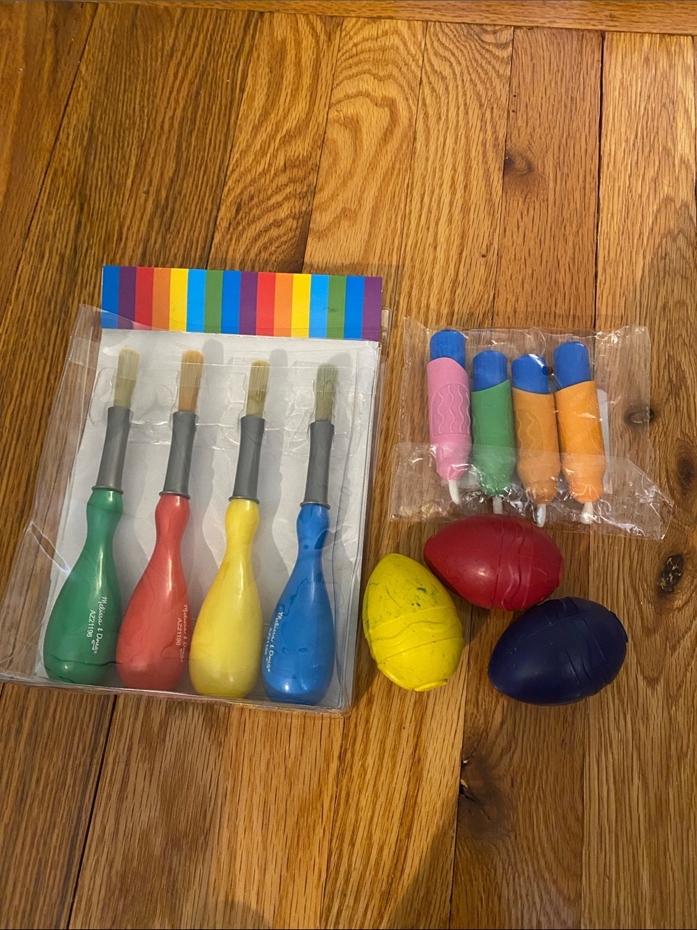 Colorful Children's Crayons and Melissa and Dough bulb paint brushes